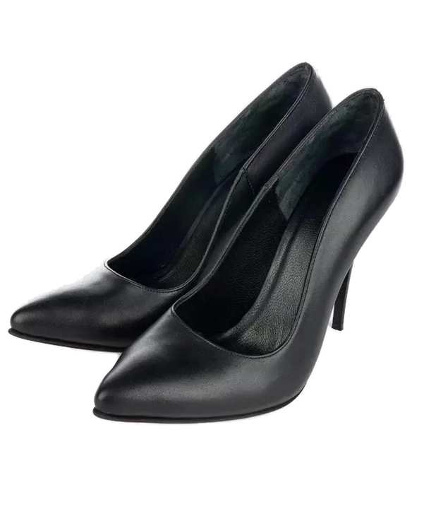 کفش چرم زنانه پاشنه بلند مشکی صاد Saad مدل SM1905