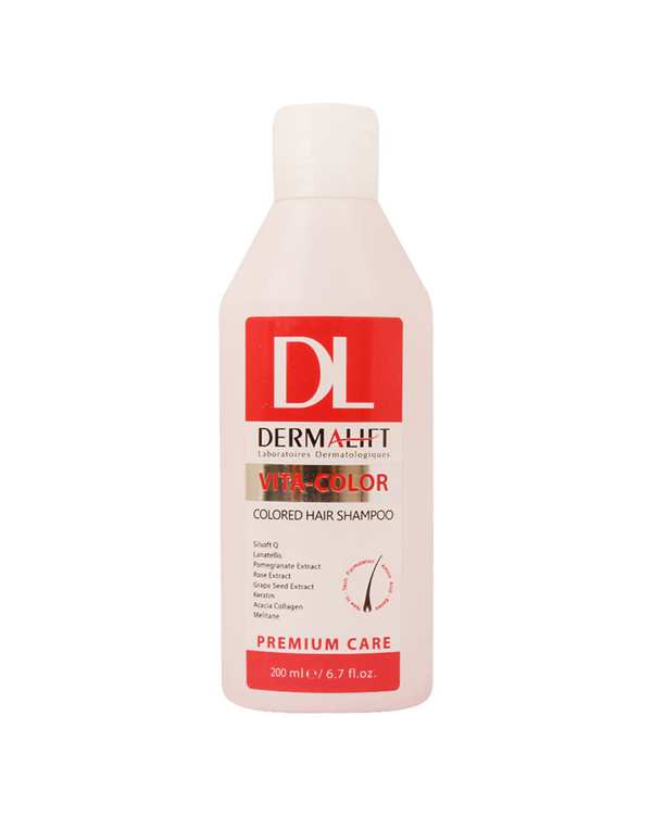 شامپو مو بدون سولفات درمالیفت Dermalift مدل ویتا کالر VitaColor مناسب موهای رنگ شده 200ml