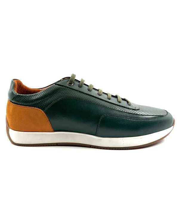 کفش چرم مردانه کژوال طبی سبز میخچی Mikhchi Leather مدل S120