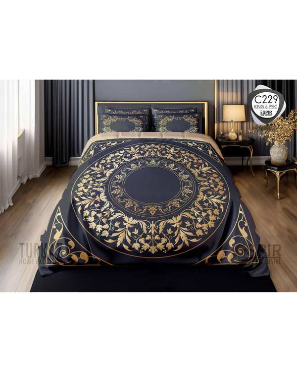 سرویس لحاف روتختی میکرو تنسل گیاهی TURKAZ دو نفره شش تکه مدل C229