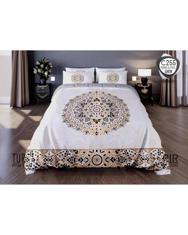 سرویس لحاف روتختی میکرو تنسل گیاهی TURKAZ دو نفره شش تکه مدل C255