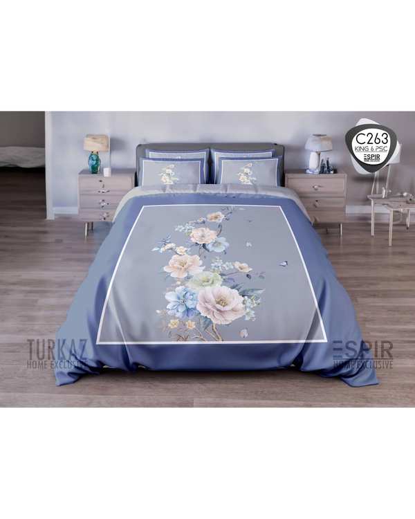 سرویس لحاف روتختی میکرو تنسل گیاهی TURKAZ دو نفره شش تکه مدل C263
