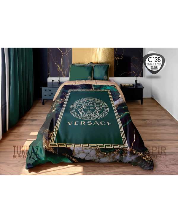 سرویس لحاف روتختی میکرو تنسل گیاهی TURKAZ تک نفره چهار تکه مدل C135