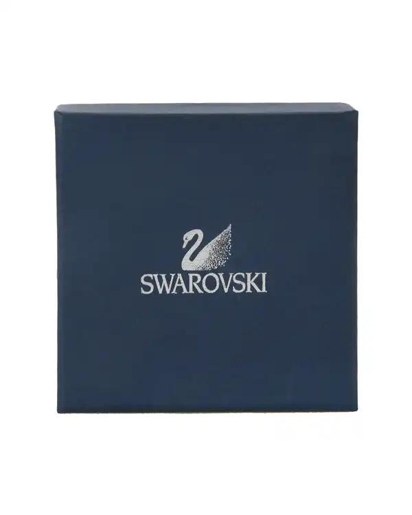 گوشواره استیل بیضی نگین دار کهربایی نقره ای طرح سواروسکی SWAROVSKI - تصویر 3