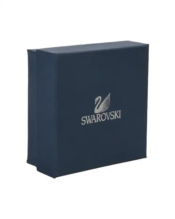 گوشواره استیل بیضی نگین دار کهربایی نقره ای طرح سواروسکی SWAROVSKI - تصویر 4