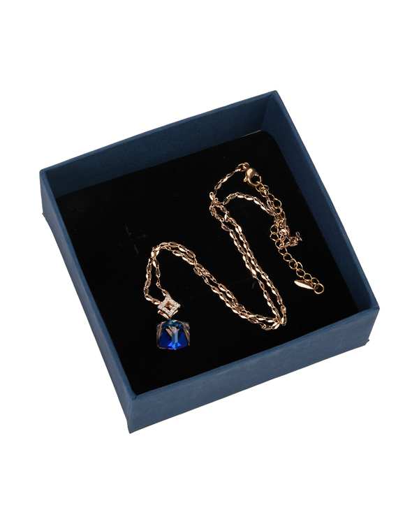 گردنبند مکعب طلایی سرمه ای طرح سواروسکی SWAROVSKI - تصویر 3
