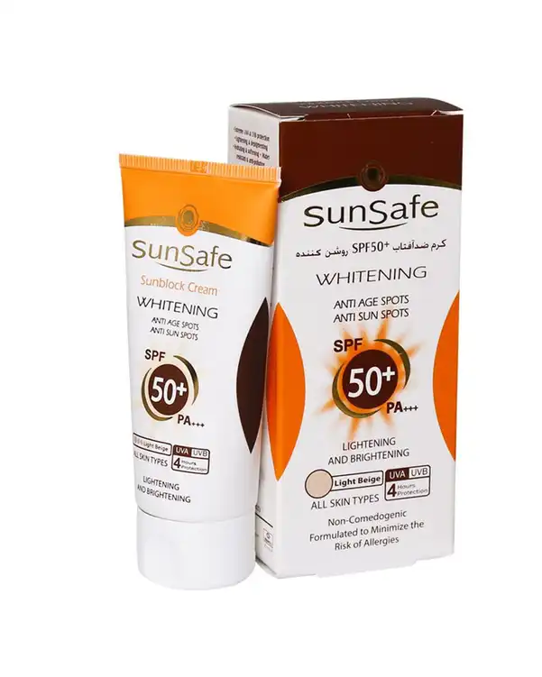 کرم ضد آفتاب رنگی روشن کننده پوست SPF50 سان سیف Sun Safe رنگ بژ روشن