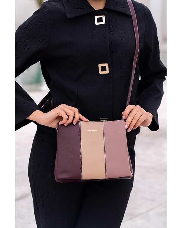 کیف زنانه دوشی زرشکی دیوید جونز David Jones مدل 1-7012