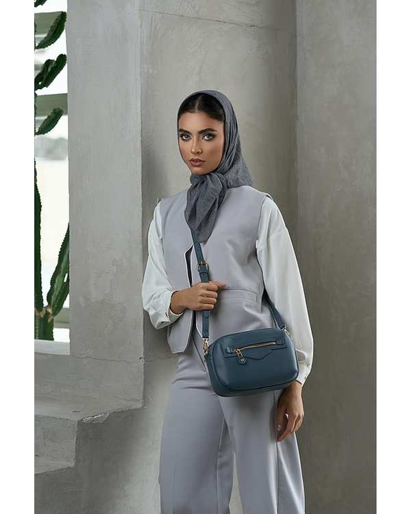 کیف دوشی زنانه کیف زنانه دوشی آبی طوسی دیوید جونز David Jones مدل 1-7019 - تصویر 8