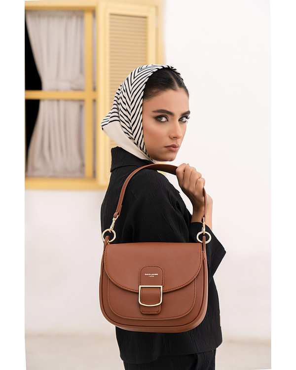 کیف دوشی زنانه کیف زنانه دستی عسلی دیوید جونز David Jones مدل CM6831 - تصویر 4