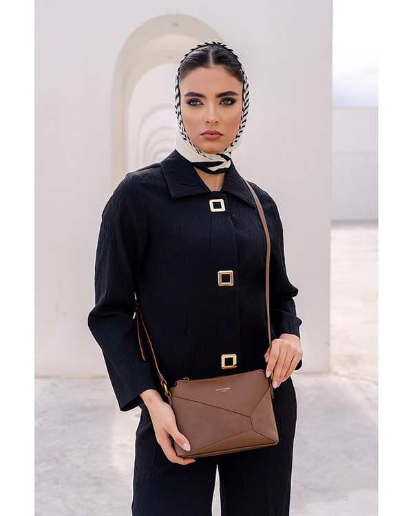 کیف دوشی زنانه کیف زنانه دوشی شکلاتی دیوید جونز David Jones مدل 7001-1 - تصویر 2