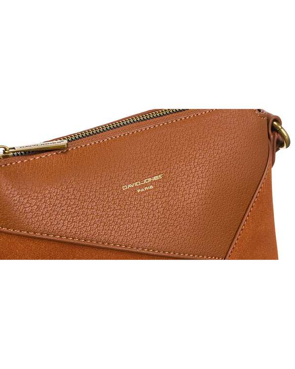 کیف دوشی زنانه کیف زنانه دوشی قهوه ای روشن دیوید جونز David Jones مدل 7001-1 - تصویر 9