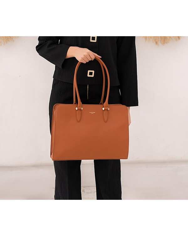 کیف دوشی زنانه کیف زنانه دستی عسلی دیوید جونز David Jones مدل CM6729 - تصویر 2