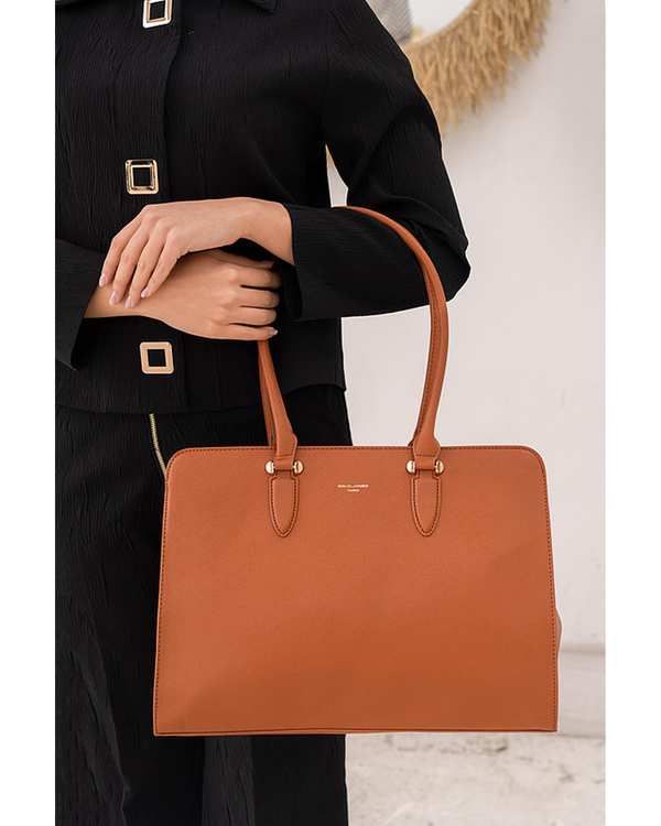 کیف دوشی زنانه کیف زنانه دستی عسلی دیوید جونز David Jones مدل CM6729 - تصویر 3