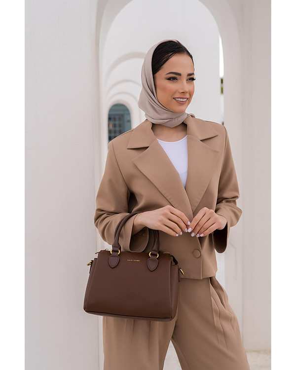 کیف دوشی زنانه کیف زنانه دستی شکلاتی دیوید جونز David Jones مدل 7021-1 - تصویر 5