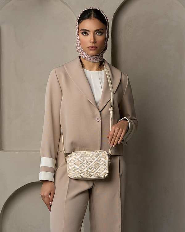 کیف دوشی زنانه کیف زنانه دوشی سفید کرم دیوید جونز David Jones مدل 6931-2 - تصویر 7