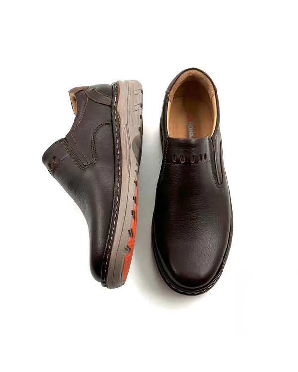 کفش چرم مردانه طبی قهوه ای چرم میخچی Mikhchi Leather مدل H45 - تصویر 3