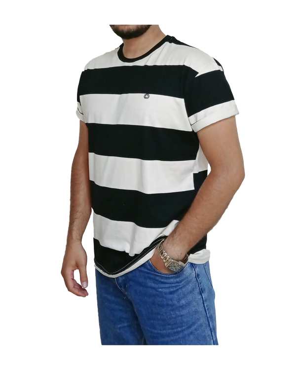 تی شرت مردانه یقه گرد رینگر مشکی کرم دیورسو Diverso کد 4469