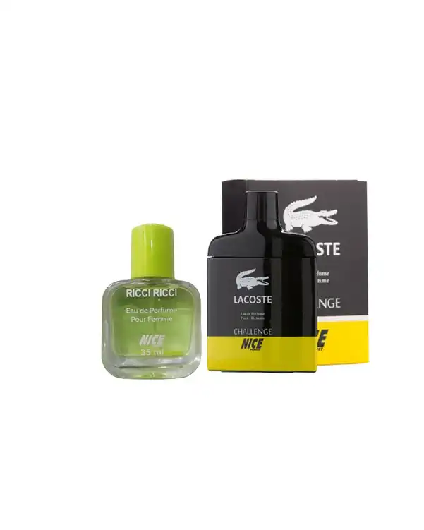 عطر مدل Lacoste Chalenge حجم 85ml به همراه عطر جیبی مدل RICCI RICCI حجم 35ml نایس پاپت Nice Puppet بسته 2 عددی