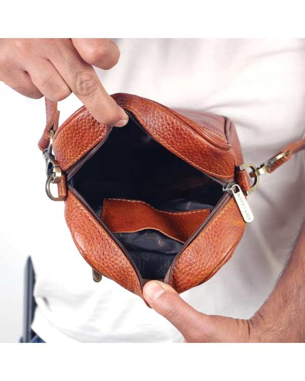 کیف چرم دوشی عسلی چرم بارز Charm Barez مدل DG36.1 - تصویر 3