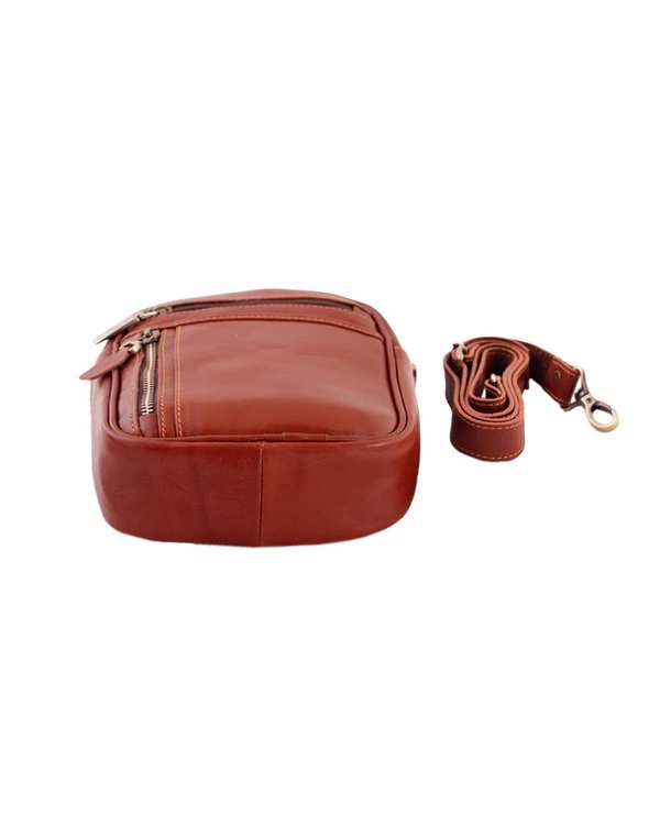 کیف چرم دوشی عسلی چرم بارز Charm Barez مدل DG36 - تصویر 2