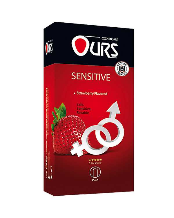 کاندوم تاخیری ساده اورز Ours مدل Sensitive بسته 12 عددی