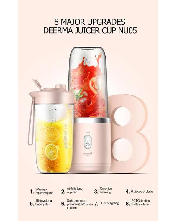 مخلوط کن صورتی شیائومی Deerma mini juice Blender Nu05 - تصویر 3