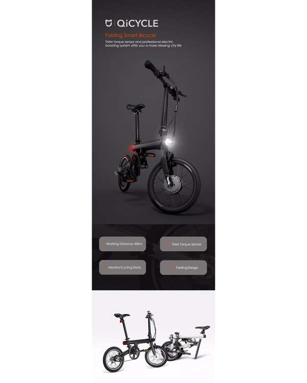 دوچرخه برقی تاشو مشکی شیائومی Mijia QiCycle Folding Electric Bike - تصویر 5