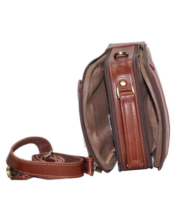 کیف رودوشی چرم عسلی چرم بارز Charm Barez مدل DG43 - تصویر 5