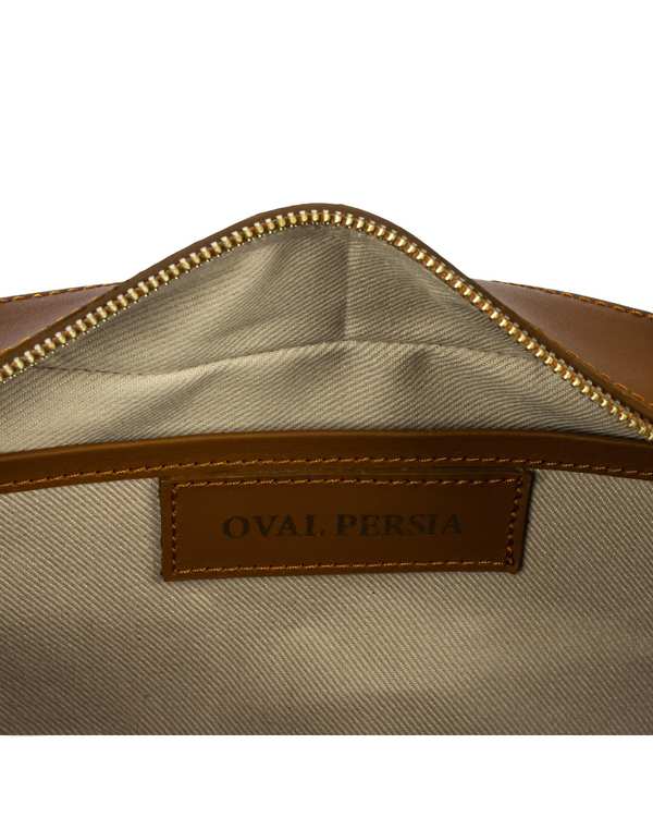 کیف دوشی زنانه کیف چرم طبیعی زنانه دوشی قهوه ای اوال Oval مدل 112 - تصویر 4