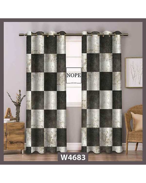 پرده مخمل نوپه هوم Nopehome مدل پانچی طرح شطرنجی کد W4683