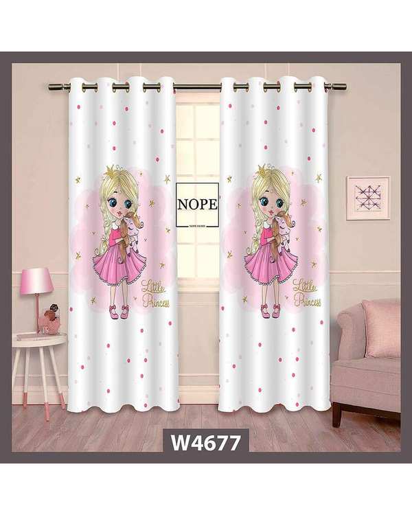 پرده کودک مخمل نوپه هوم Nopehome مدل پانچی طرح دختر کد W4677