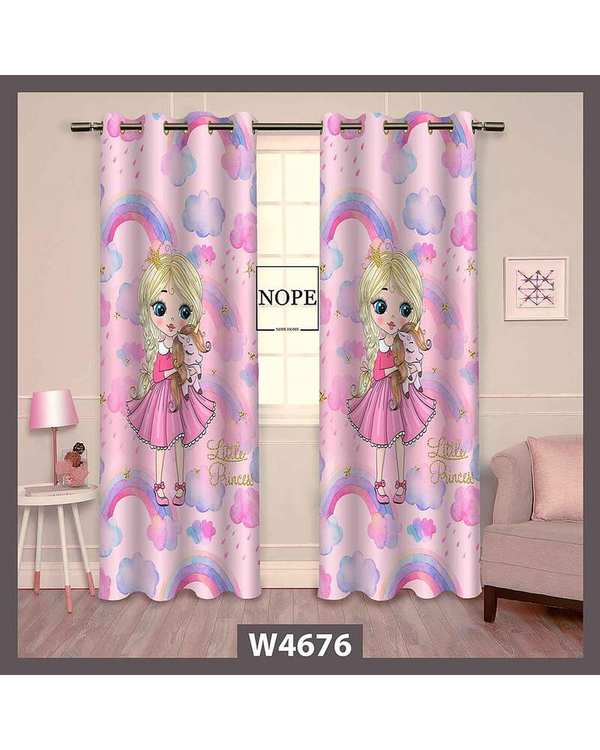 پرده کودک مخمل نوپه هوم Nopehome مدل پانچی طرح دختر کد W4676