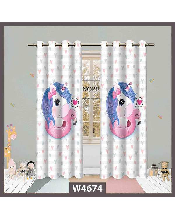 پرده کودک مخمل نوپه هوم Nopehome مدل پانچی طرح اسب تکشاخ کد W4674