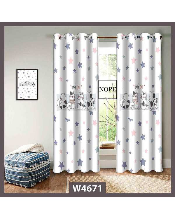پرده کودک مخمل نوپه هوم Nopehome مدل پانچی طرح گربه کد W4671