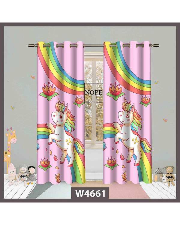 پرده کودک مخمل نوپه هوم Nopehome مدل پانچی طرح اسب تکشاخ کد W4661