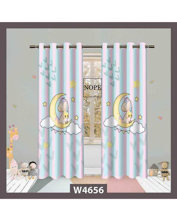 پرده کودک مخمل نوپه هوم Nopehome مدل پانچی طرح اسب تکشاخ کد W4656