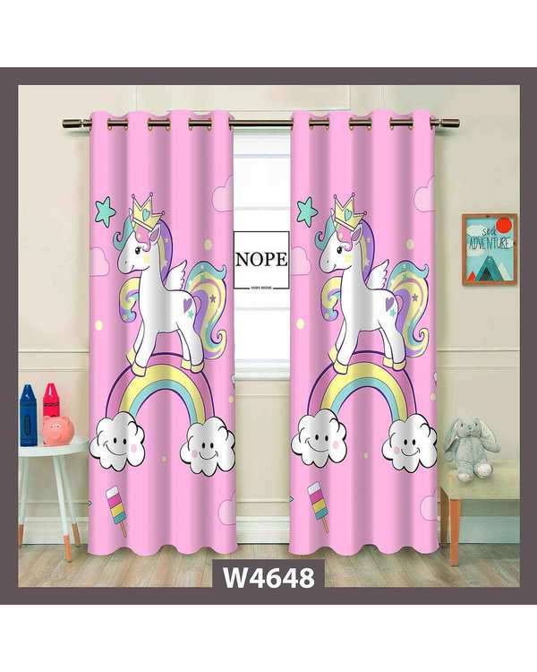 پرده کودک مخمل نوپه هوم Nopehome مدل پانچی طرح اسب تکشاخ کد W4648
