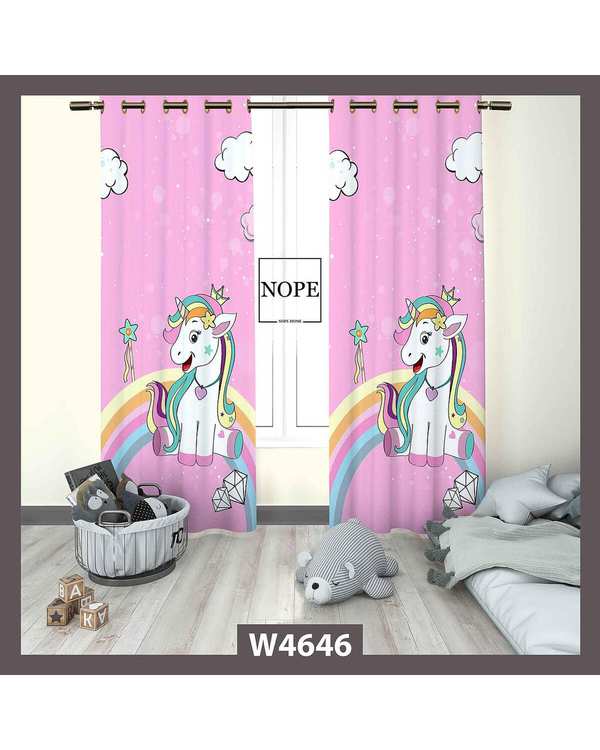 پرده کودک مخمل نوپه هوم Nopehome مدل پانچی طرح اسب تکشاخ کد W4646