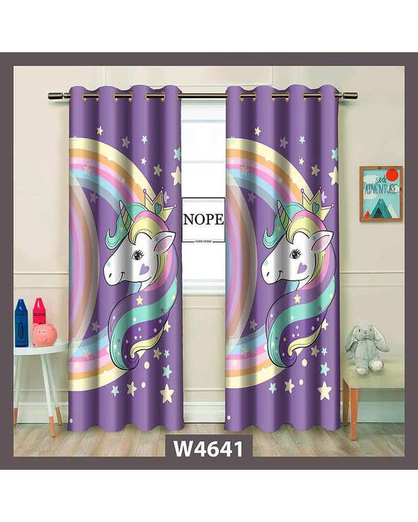 پرده کودک مخمل نوپه هوم Nopehome مدل پانچی طرح اسب تکشاخ کد W4641