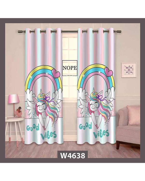 پرده کودک مخمل نوپه هوم Nopehome مدل پانچی طرح اسب تکشاخ کد W4638