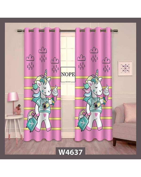 پرده کودک مخمل نوپه هوم Nopehome مدل پانچی طرح اسب تکشاخ کد W4637