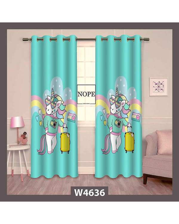 پرده کودک مخمل نوپه هوم Nopehome مدل پانچی طرح اسب تکشاخ کد W4636
