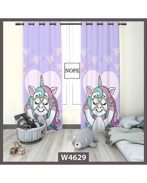 پرده کودک مخمل نوپه هوم Nopehome مدل پانچی طرح اسب تکشاخ کد W4629