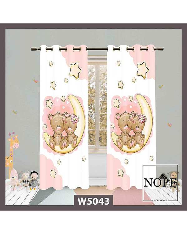پرده کودک مخمل نوپه هوم Nopehome مدل پانچی طرح خرسی کد W5043