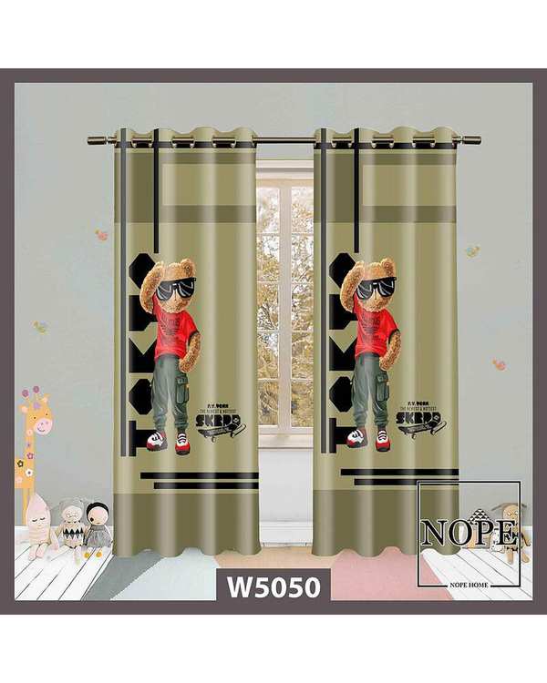 پرده کودک مخمل نوپه هوم Nopehome مدل پانچی طرح خرس عینکی کد W5050