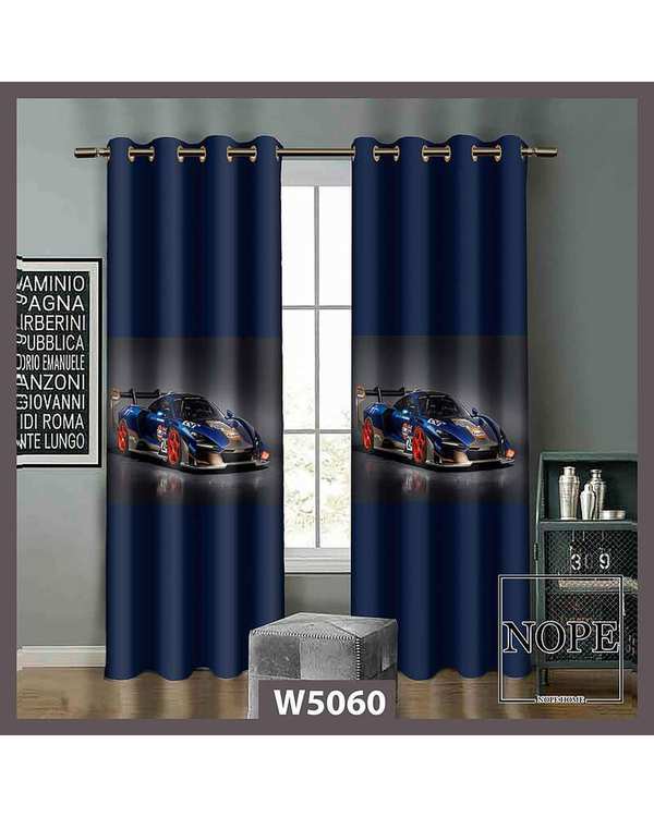 پرده کودک مخمل نوپه هوم Nopehome مدل پانچی طرح ماشین مسابقه ای کد W5060