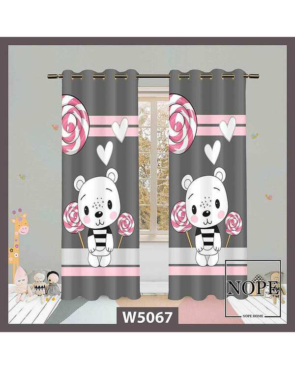 پرده کودک مخمل نوپه هوم Nopehome مدل پانچی طرح خرس کد W5067