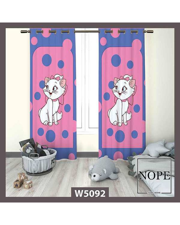 پرده کودک مخمل نوپه هوم Nopehome مدل پانچی طرح گربه نشسته کد W5092