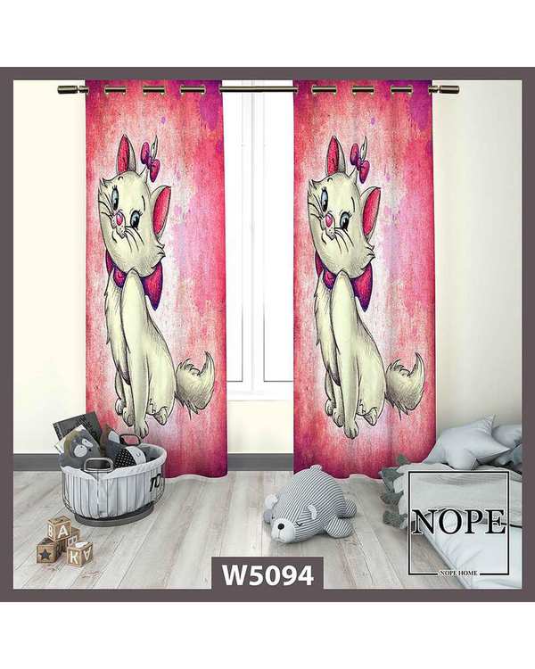 پرده کودک مخمل نوپه هوم Nopehome مدل پانچی طرح گربه فانتزی کد W5094